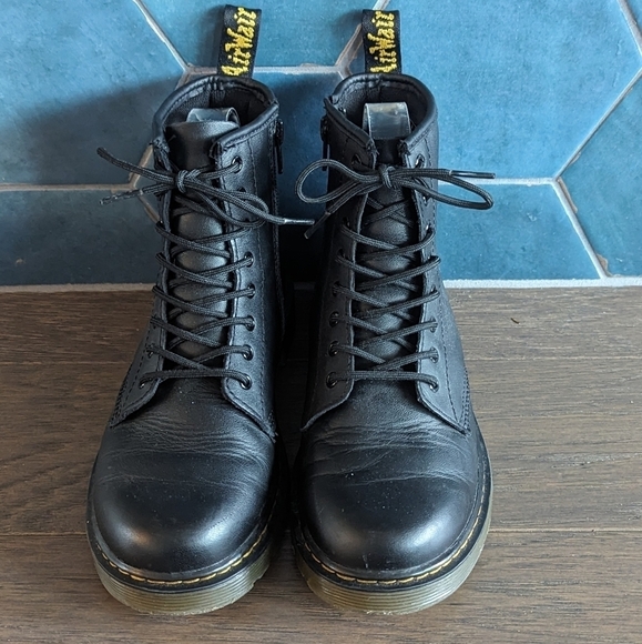 Dr. Martens 1460 J Leather Lace Up Zip Boots Bouncing Soles Size 4 - Picture 3 of 11